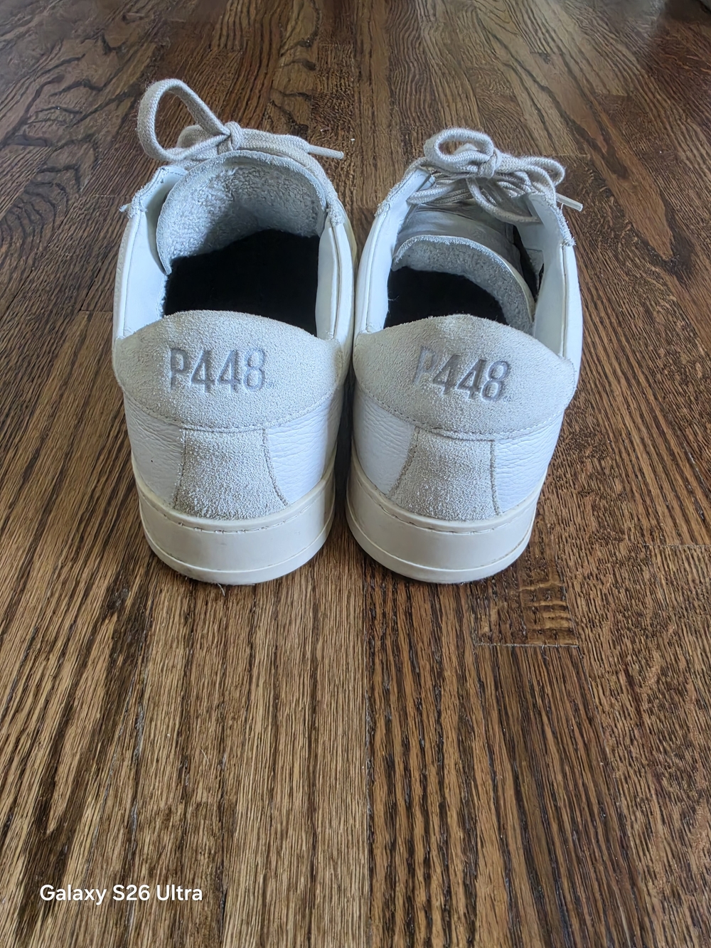P448 White and Off-White Low-Top Sneakers